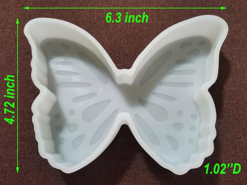 Fuehbur Large Butterfly Car Freshie Candle Making Epoxy Resin Soap Mold, Silicone Mould for Aroma Beads Moulds - Oven Safe【Upgraded Soft & Thickened Material】- 6.3 Inches - Image 2